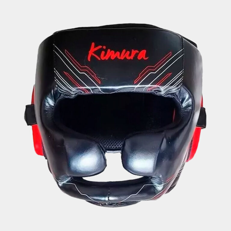 Cabezal De Boxeo Con Protección Pómulo Y Mentón Kimura Negro Rojo