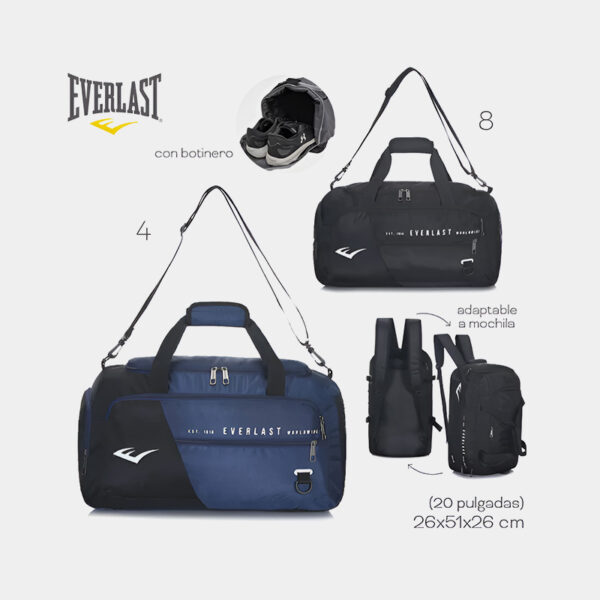 Bolso Mochila Deportivo 2en1 Multifunción - Everlast (Negro)