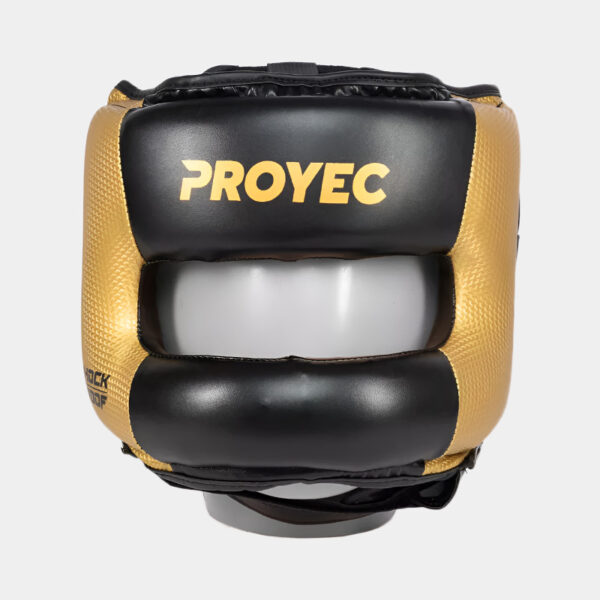 Cabezal Con Protección Maxilar - Proyec Blocker Pro (Negro/Dorado)