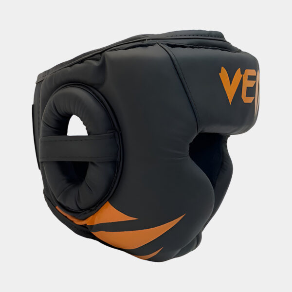 Cabezal Con Protección Pómulo Mentón - Venum Elite (Negro/Naranja) - Imagen 2