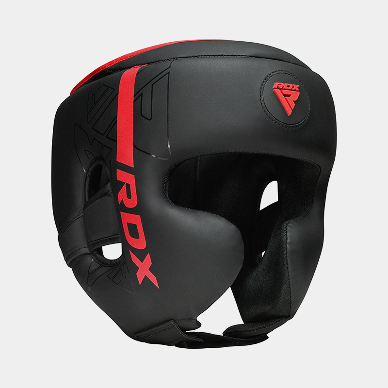 Cabezal De Boxeo Con Protección Pómulo - RDX F6 Kara (Negro/Rojo)