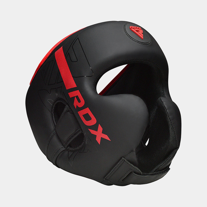 Cabezal De Boxeo Con Protección Pómulo - RDX F6 Kara (Negro/Rojo)