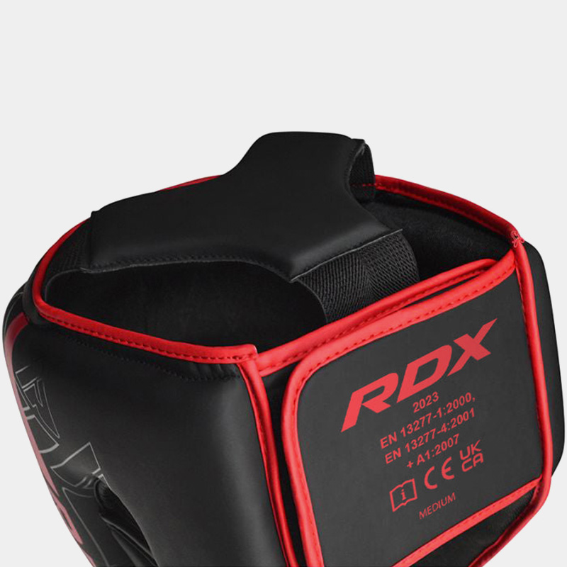 Cabezal De Boxeo Con Protección Pómulo - RDX F6 Kara (Negro/Rojo)