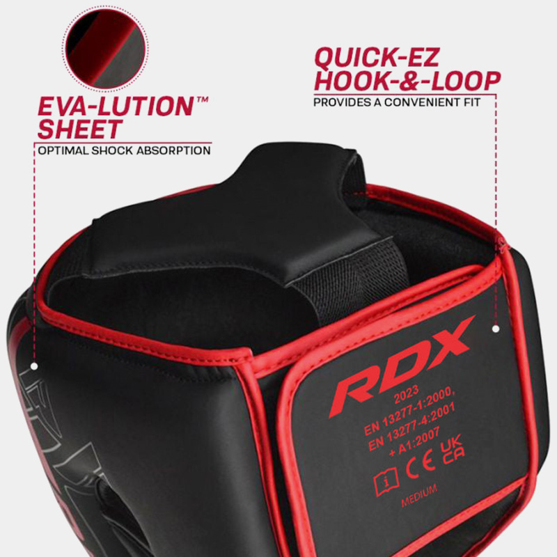 Cabezal De Boxeo Con Protección Pómulo - RDX F6 Kara (Negro/Rojo)