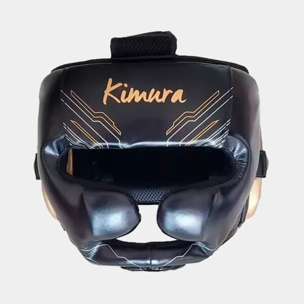 Cabezal De Boxeo Con Protección Pómulo Y Mentón - Kimura (Negro/Dorado)