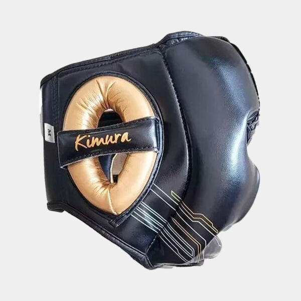 Cabezal De Boxeo Con Protección Pómulo Y Mentón - Kimura (Negro/Dorado)