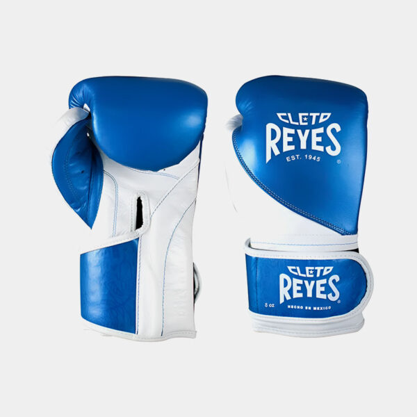 Guantes De Boxeo Cuero Natural - Cleto Reyes Alta Precisión (Azul/Blanco)