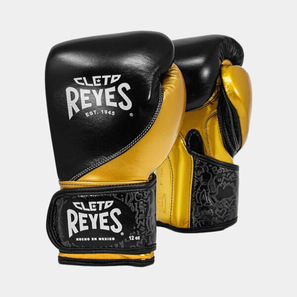 Guantes De Boxeo Cuero Natural - Cleto Reyes Alta Precisión (Negro/Dorado)