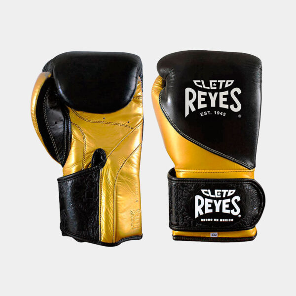 Guantes De Boxeo Cuero Natural - Cleto Reyes Alta Precisión (Negro/Dorado)