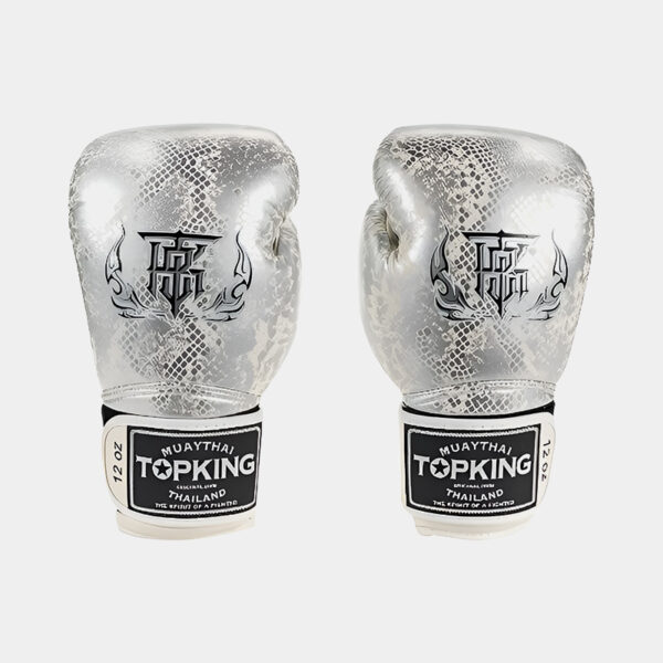 Guantes De Boxeo Cuero Vacuno - Top King Silver (Plateado)