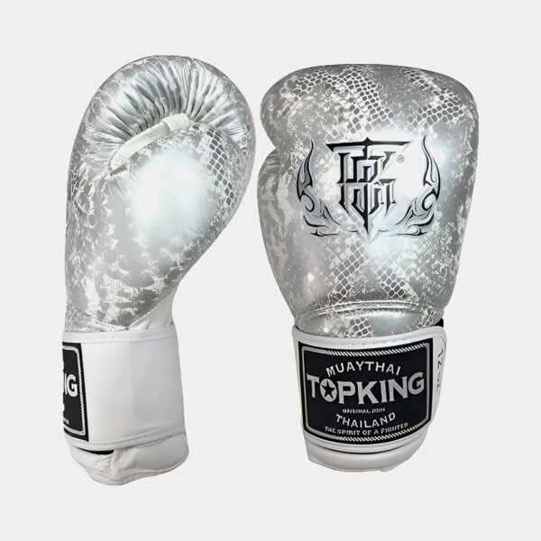 Guantes De Boxeo Cuero Vacuno - Top King Silver (Plateado)