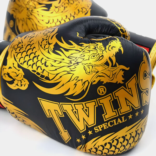 Guantes De Boxeo Cuero Vacuno - Twins Dragon (Negro/Dorado)