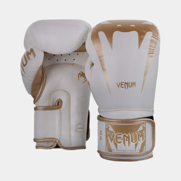 Guantes De Boxeo Cuero Vacuno - Venum Giant 3.0 (Blanco/Dorado)