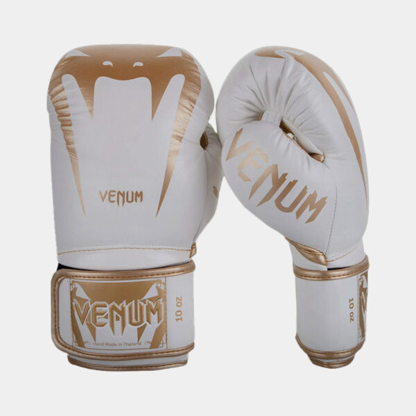 Guantes De Boxeo Cuero Vacuno - Venum Giant 3.0 (Blanco/Dorado)