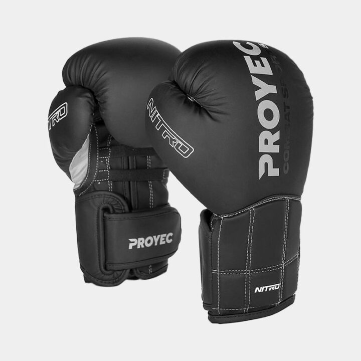 Guantes De Boxeo - Proyec Nitro (Negro/Plateado) | MMA Espartano
