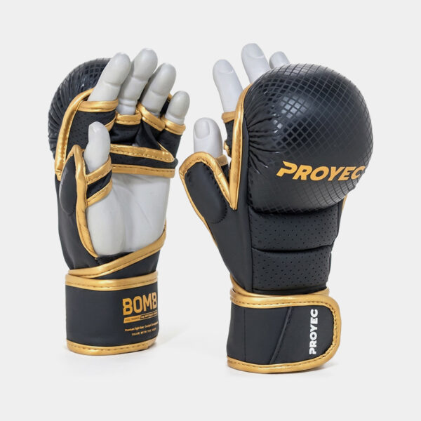 Guantes De MMA Grappling - Proyec Bomb (Negro/Dorado)