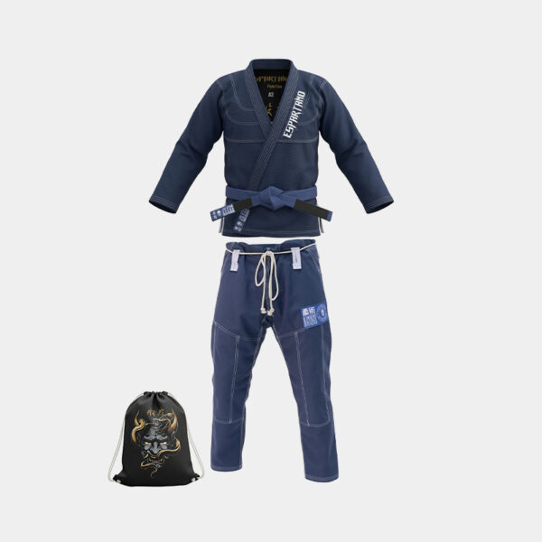 Kimono Gi Jiu Jitsu Con Porta Kimono - Espartano Devil Fight Bjj (Azul Acero)