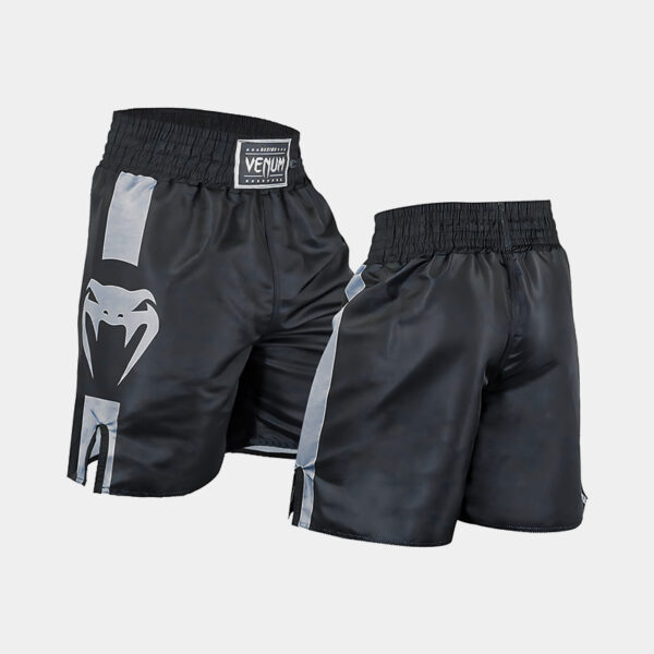 Pantalón De Boxeo - Venum Logo Performance (Negro/Plata)