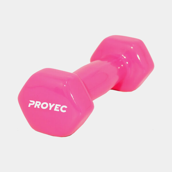 Par De Mancuernas Hexagonales Recubiertas De Vinilo 1kg C/U - Proyec (Fucsia) - Imagen 2