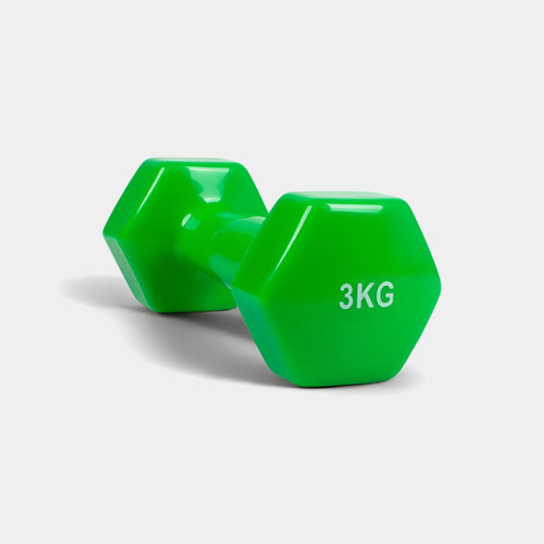 Par De Mancuernas Hexagonales Recubiertas De Vinilo 3kg CU - MIR Fitness (Verde)