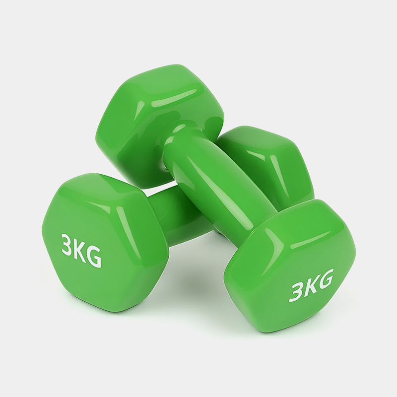 Par De Mancuernas Hexagonales Recubiertas De Vinilo 3kg CU - MIR Fitness (Verde)