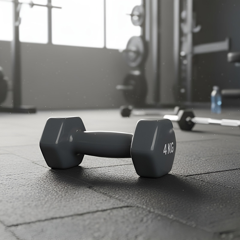 Par De Mancuernas Hexagonales Recubiertas De Vinilo 4kg CU - MIR Fitness (Gris)