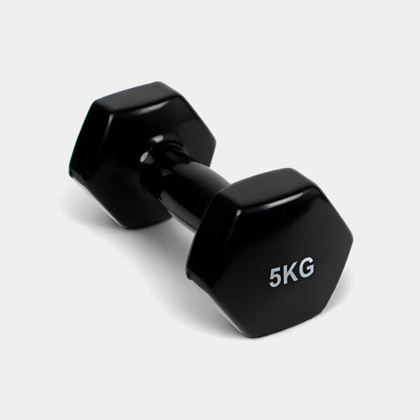 Par De Mancuernas Hexagonales Recubiertas De Vinilo 5kg CU - MIR Fitness (Negro)