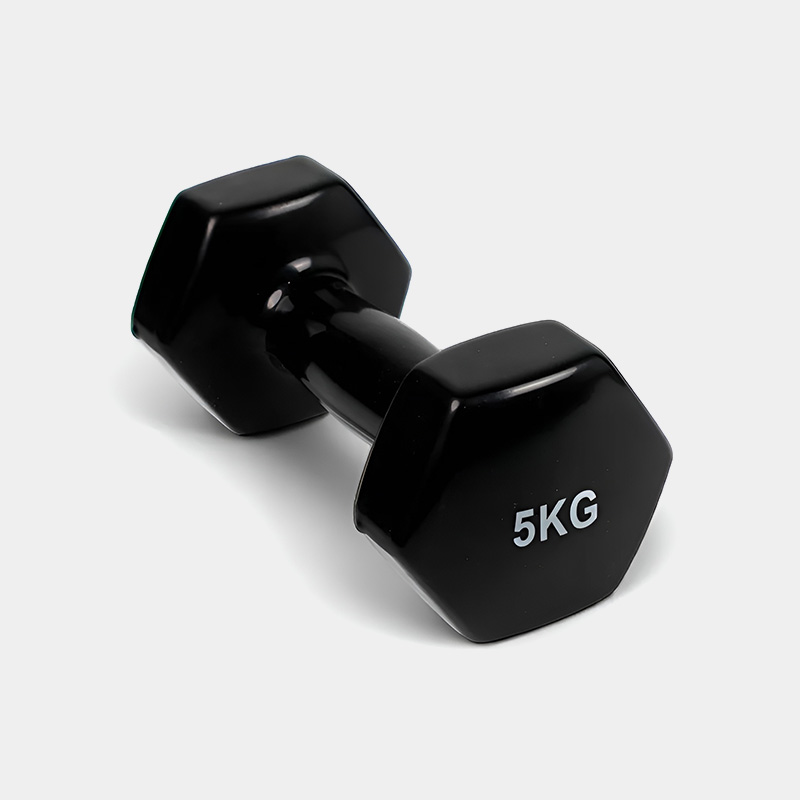 Par De Mancuernas Hexagonales Recubiertas De Vinilo 5kg CU - MIR Fitness (Negro)