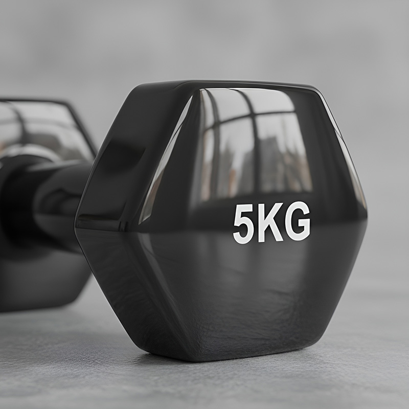 Par De Mancuernas Hexagonales Recubiertas De Vinilo 5kg CU - MIR Fitness (Negro)