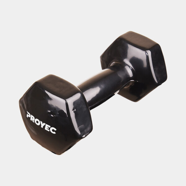 Par De Mancuernas Hexagonales Recubiertas De Vinilo 5kg C/U - Proyec (Negro)