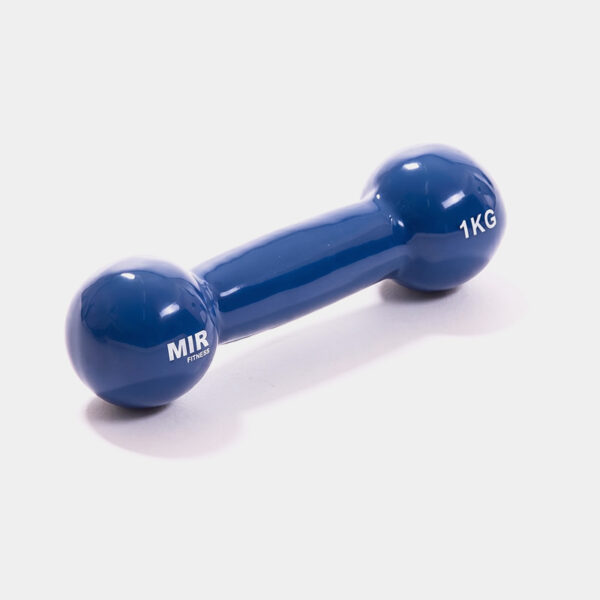 Par De Mancuernas Recubiertas De Goma 1kg CU - Mir Fitness (Azul)