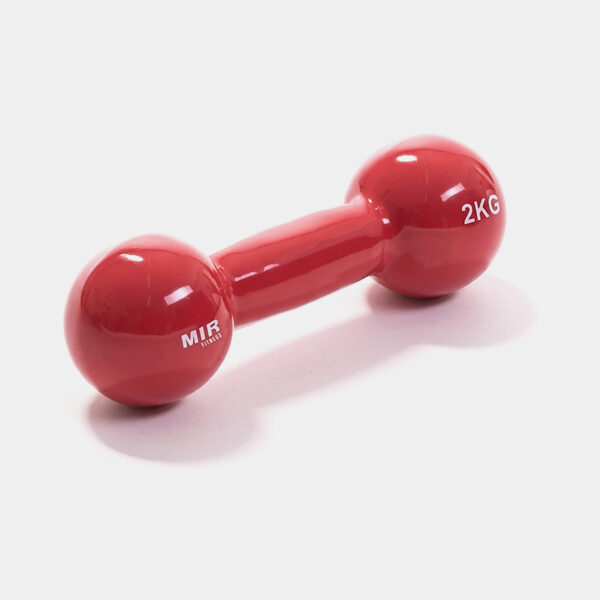 Par De Mancuernas Recubiertas De Goma 2kg CU - Mir Fitness (Rojo)