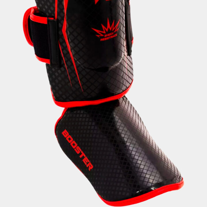 Protector Tibial Desmontable - Proyec Booster (Negro/Rojo) | MMA Espartano