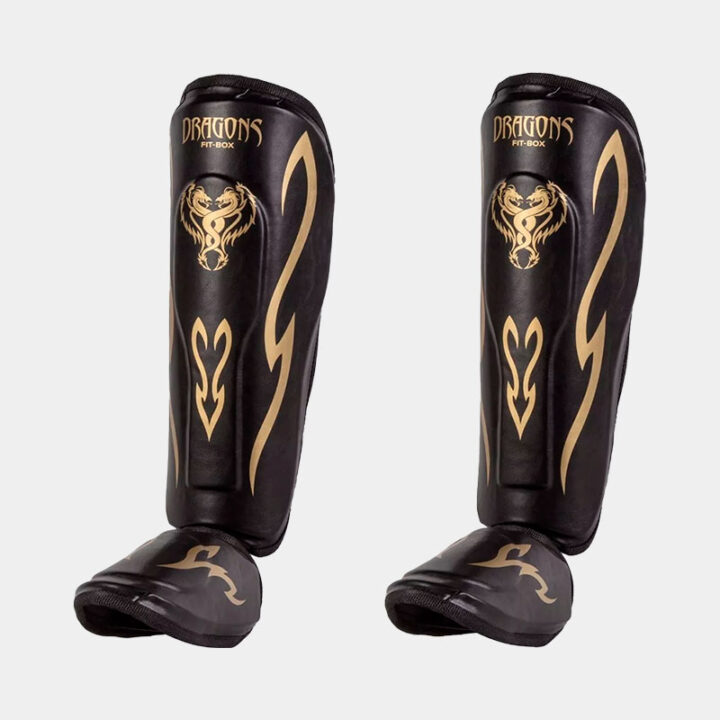 Protector Tibial - Dragons Fit-Box (Negro/Dorado) | MMA Espartano