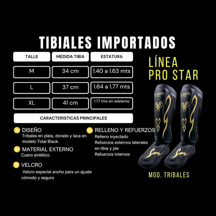 Protector Tibial - Dragons Fit-Box Pro Star (Negro/Dorado) | MMA Espartano