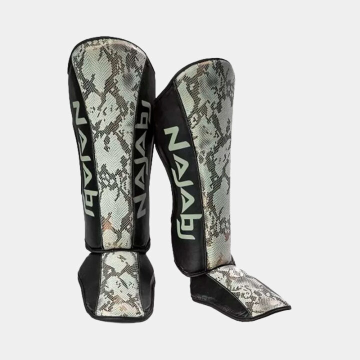 Protector Tibial - Najabj Leather Giant (Negro/Plateado) | MMA Espartano