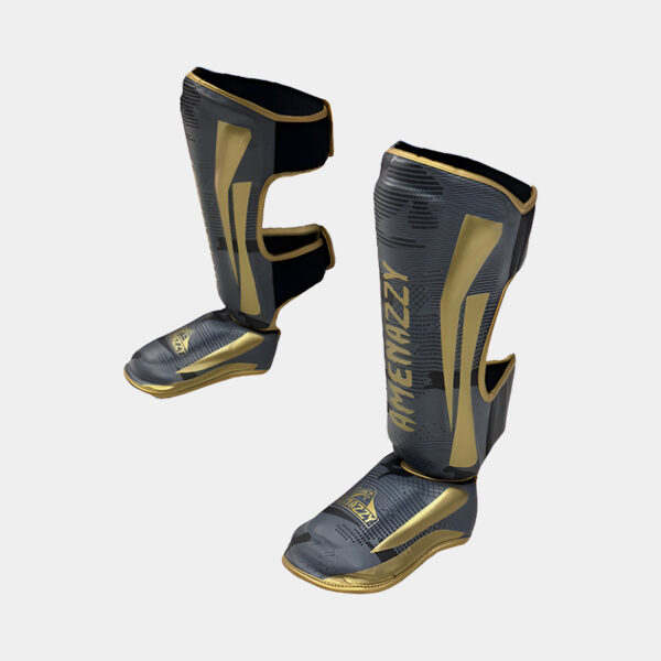 Protector Tibial Rigido - Amenazzy (Gris/Dorado) - Imagen 2