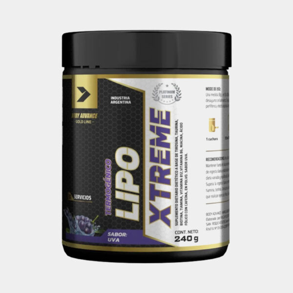 Quemador de Grasa en Polvo Sabor Uva 240g - Body Advance Lipo Xtreme