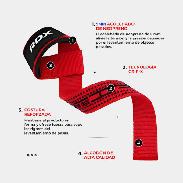 Straps Cintas De Agarre Levantamiento - RDX (Rojo)