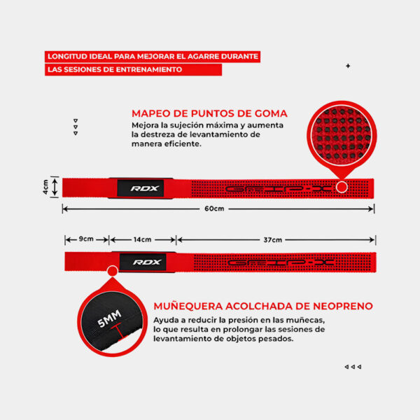 Straps Cintas De Agarre Levantamiento - RDX (Rojo)